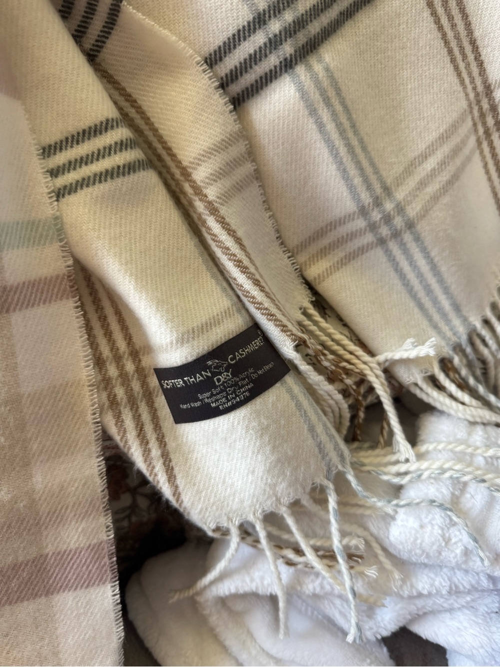 Bundle of 2 - Softer Than Cashmere Plaid Fringe Scarf - Cream & Taupe and Pink